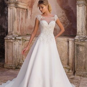 Illusion Beaded Portrait Neckline Dress with Clean Skirt STYLE 88056 Size 24